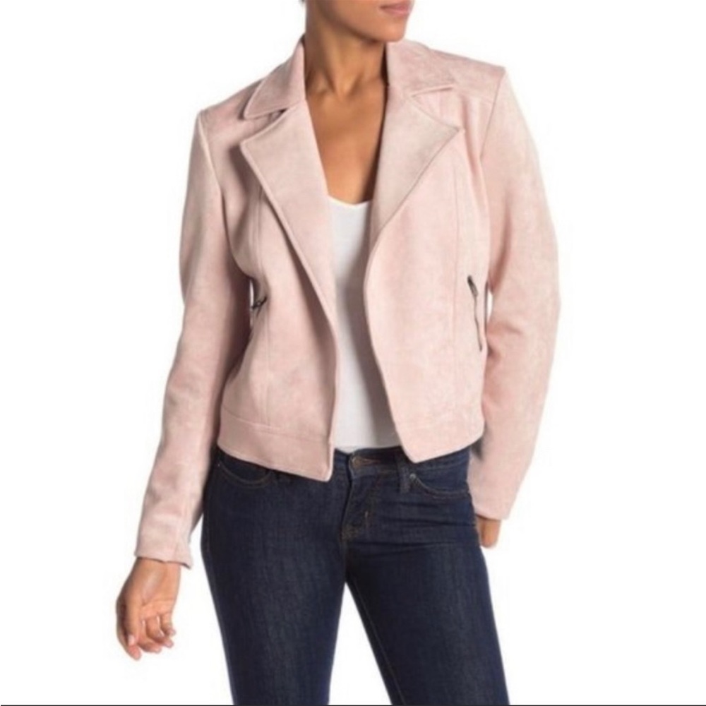Philosophy Faux Leather Moto Jacket Blush Pink S